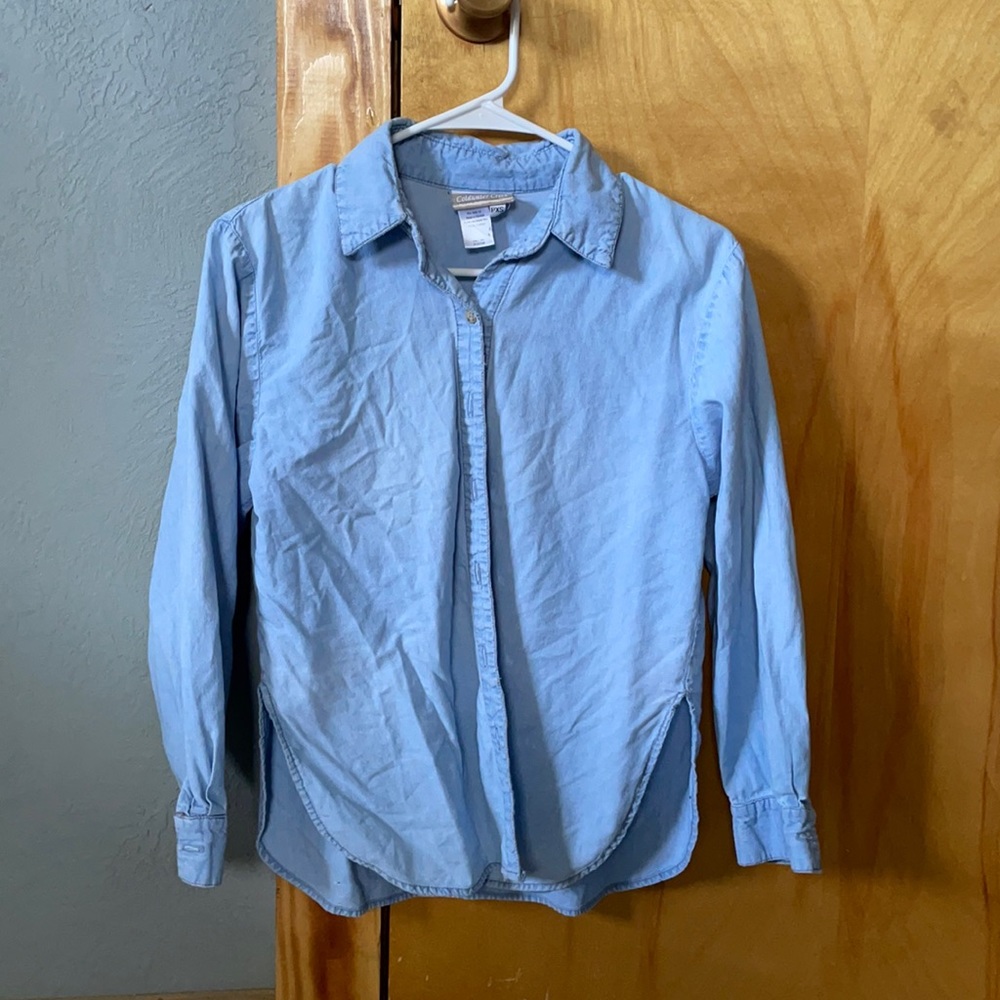 Blue denim button down